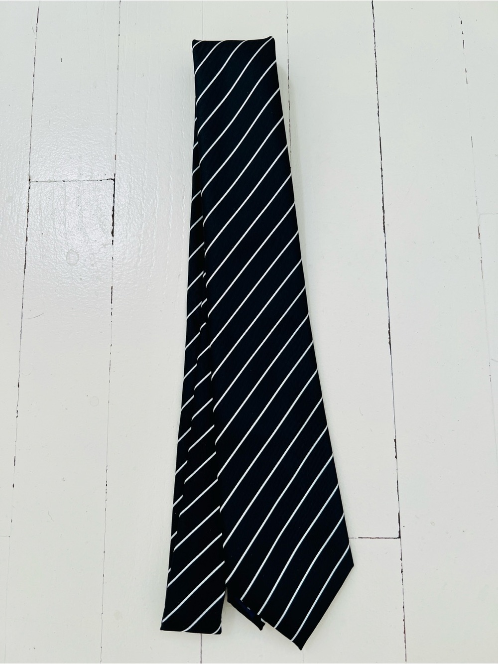 Van Heusen Black Tie with White Diagonal Stripes